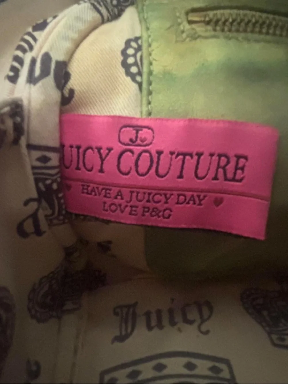 Vintage Juicy Couture pink + purple Bowler Bag with original duster